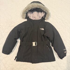 North Face Hyvent 550 toddler belted parka detachable fur hood lining 4T